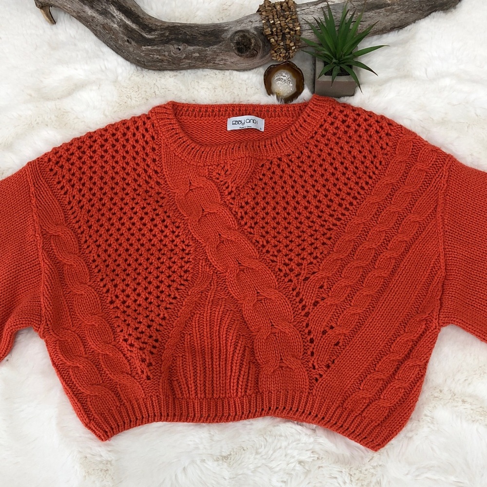 Ebby And I Crochet Cable Knit Oversized Sweater Size Small